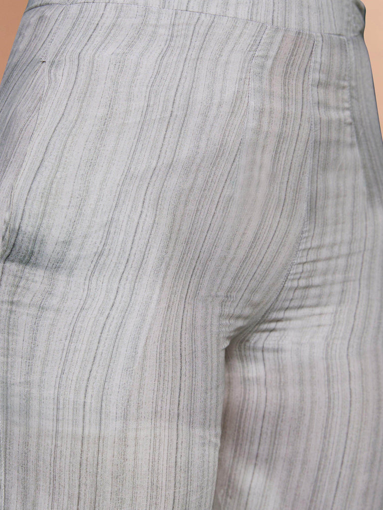 Captivating White Floral Printed Muslin Silk Office Wear Co-Ord Set