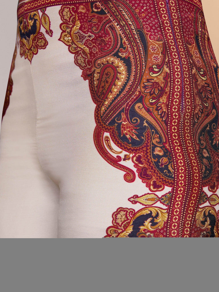 Charming Cream Digital Printed Muslin Silk Casual Wear Co-Ord Set