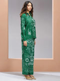 Magnetic Dark Green Digital Printed Muslin Silk Casual Wear Co-Ord Set