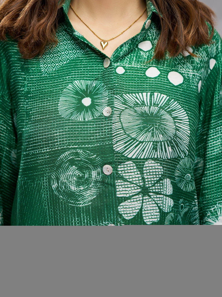 Magnetic Dark Green Digital Printed Muslin Silk Casual Wear Co-Ord Set