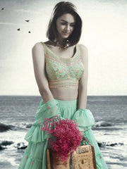 Delightful Sea Green Thread Work Georgette Special Occasions Lehenga Choli