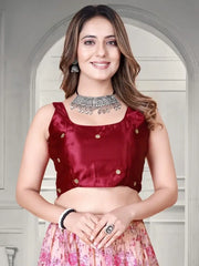 Mesmerizing Pink Floral Printed Organza Festival Wear Lehenga Choli