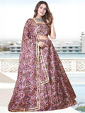 Captivating Mauve Floral Printed Organza Event Wear Lehenga Choli