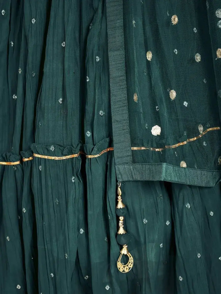 Enchanting Green Sequin Work Georgette Party Wear Lehenga Choli