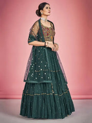 Enchanting Green Sequin Work Georgette Party Wear Lehenga Choli