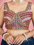 Exquisite Navy Blue Sequin Work Georgette Events Wear Lehenga Choli