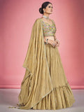 Exquisite Beige Sequin Work Georgette Ceremony Wear Lehenga Choli