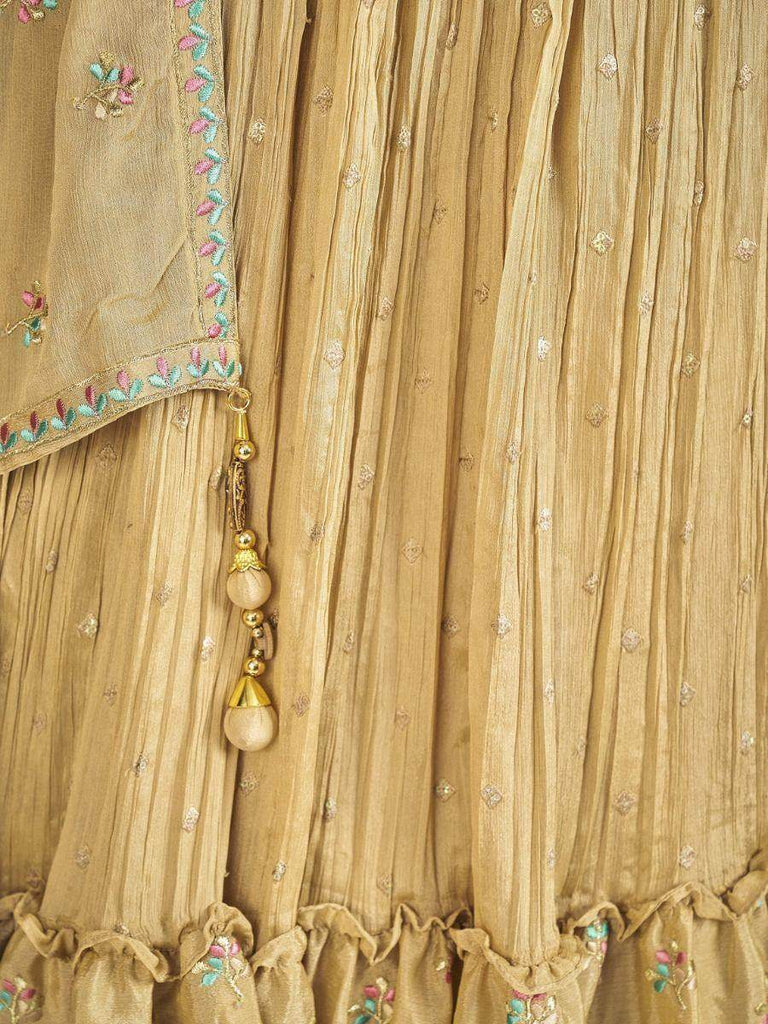 Exquisite Beige Sequin Work Georgette Ceremony Wear Lehenga Choli