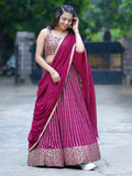 Stunning Magenta Sequins Georgette Reception Wear Lehenga Choli
