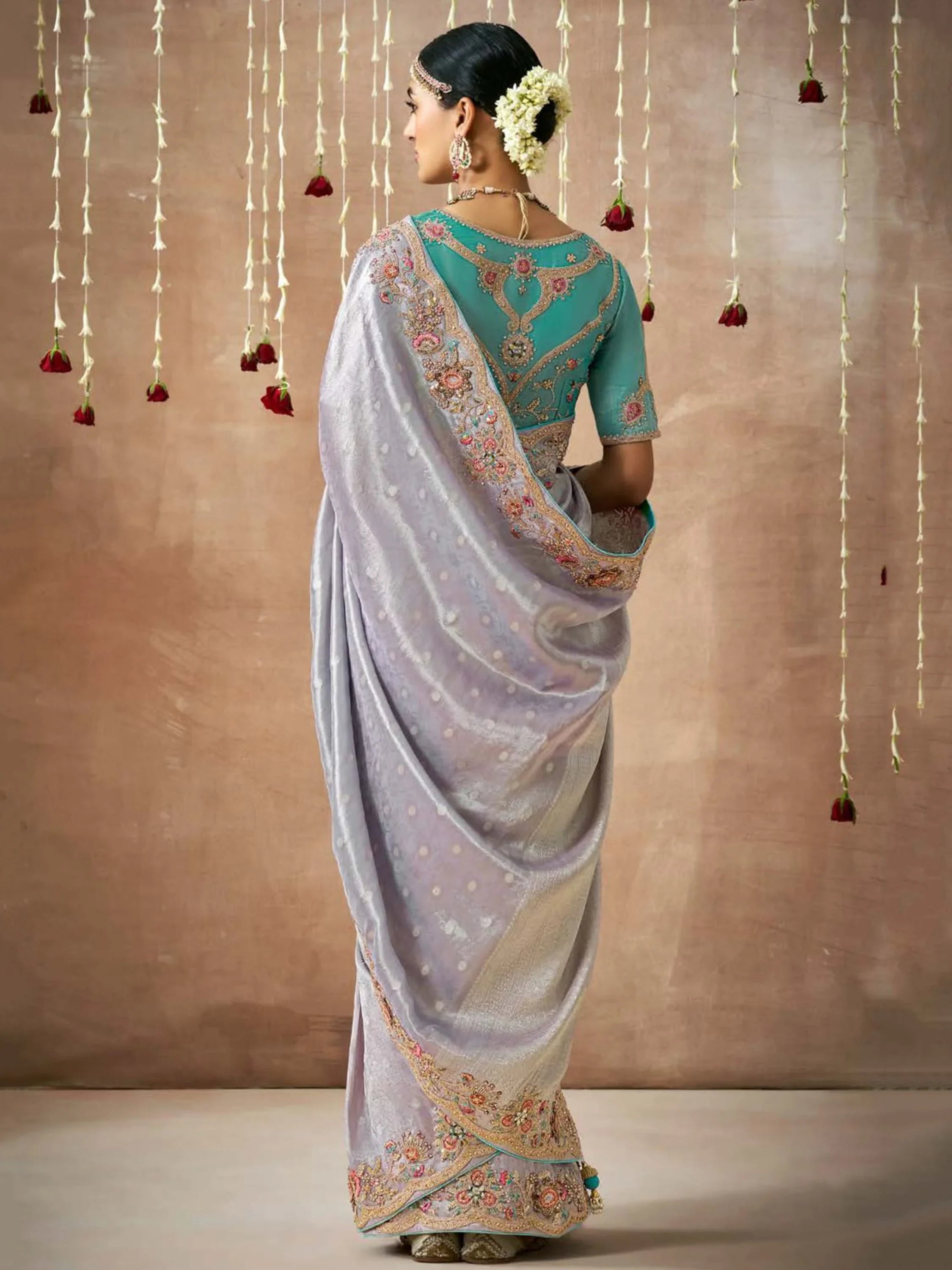 Alluring Light Lavender Color Sequins Silk Function Wear Saree With Blouse