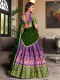 Elegant Purple Silk Ikat Print Wedding Wear Lehenga Choli With Dupatta - Ethnic Plus In