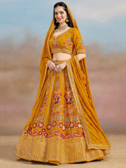 Elegant Yellow Zari Work Georgette Haldi Wear Lehenga Choli With Dupatta - Ethnic Plus In