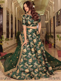 Enchanting Bottle Green Zari Work Art Silk Wedding Wear Lehenga Choli - Ethnic Plus In