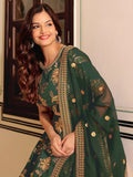 Enchanting Bottle Green Zari Work Art Silk Wedding Wear Lehenga Choli - Ethnic Plus In