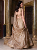Enchanting Golden Sequins Organza Wedding Lehenga Choli With Dupatta - Ethnic Plus In