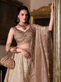 Enchanting Golden Sequins Organza Wedding Lehenga Choli With Dupatta - Ethnic Plus In