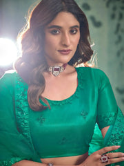 Enchanting Green Embroidered Net Wedding Wear Lehenga Choli - Ethnic Plus In