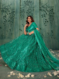 Enchanting Green Embroidered Net Wedding Wear Lehenga Choli - Ethnic Plus In