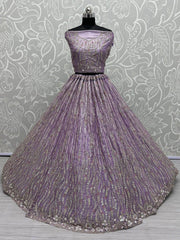 Enchanting Lavender Embroidered Silk Event Wear Lehenga Choli With Dupatta - Ethnic Plus In