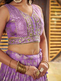 Enchanting Lavender Thread Embroidered Silk Lehenga Choli