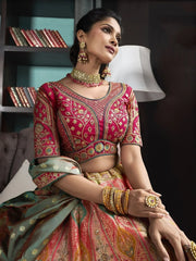 Enchanting Multi Color Embroidered Silk Wedding Lehenga Choli - Ethnic Plus In