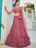 Enchanting Pink Embroidered Net Designer Lehenga Choli With Dupatta - Ethnic Plus In
