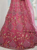 Enchanting Pink Embroidered Net Designer Lehenga Choli With Dupatta - Ethnic Plus In