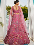 Enchanting Pink Embroidered Net Designer Lehenga Choli With Dupatta - Ethnic Plus In