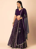 Enchanting Purple Zari Embroidered Georgette Party Wear Lehenga Choli - Ethnic Plus In