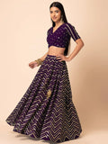 Enchanting Purple Zari Embroidered Georgette Party Wear Lehenga Choli - Ethnic Plus In