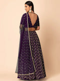 Enchanting Purple Zari Embroidered Georgette Party Wear Lehenga Choli - Ethnic Plus In