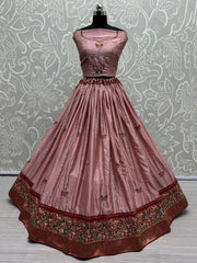 Endearing Mauve Sequins Silk Reception Wear Lehenga Choli With Dupatta - Ethnic Plus In