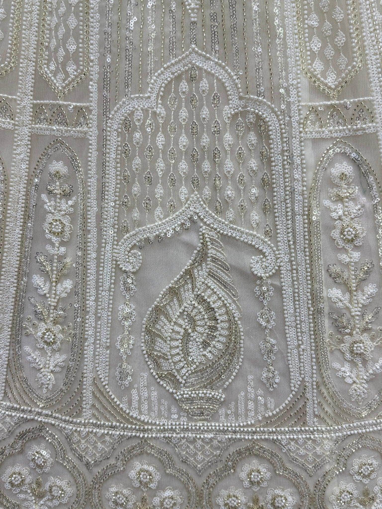 Endearing White Pearl Work Net Party Wear Lehenga Choli With Dupatta - Ethnic Plus In