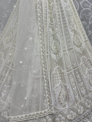Endearing White Pearl Work Net Party Wear Lehenga Choli With Dupatta - Ethnic Plus In