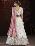 Excellent Off - White Thread Embroidered Net Lehenga Choli With Dupatta - Ethnic Plus In