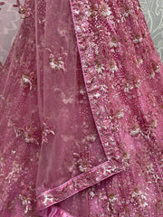 Excellent Pink Sequins Net Designer Lehenga Choli With Dupatta - Ethnic Plus In