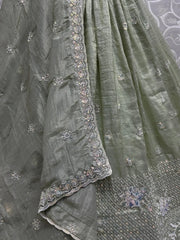 Excellent Pista Green Zari Embroidered Organza Designer Lehenga Choli - Ethnic Plus In