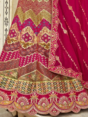 Exceptional Rani Pink Color Banarasi Silk Wedding Wear Lehenga Choli - Ethnic Plus In