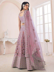 Exquisite Purple Embroidered Art Silk Wedding Wear Lehenga Choli