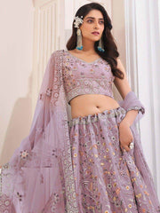Exquisite Purple Embroidered Art Silk Wedding Wear Lehenga Choli