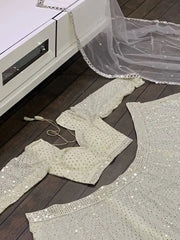 Awesome White Sequence Embroidered Georgette Lehenga Choli