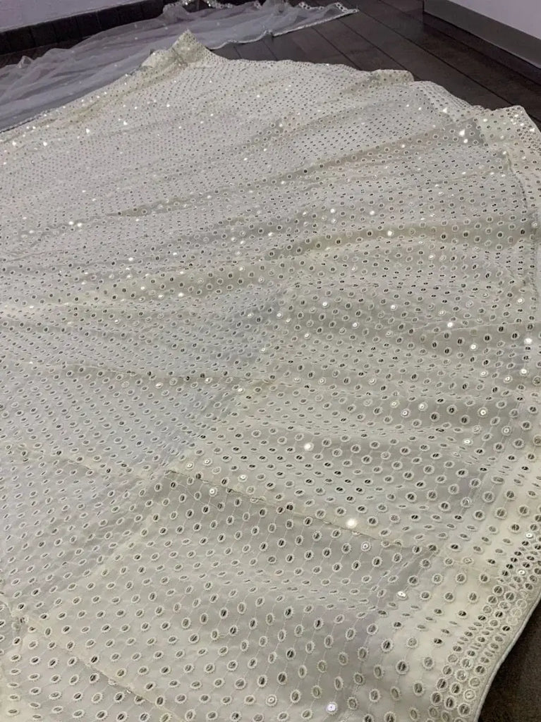 Awesome White Sequence Embroidered Georgette Lehenga Choli