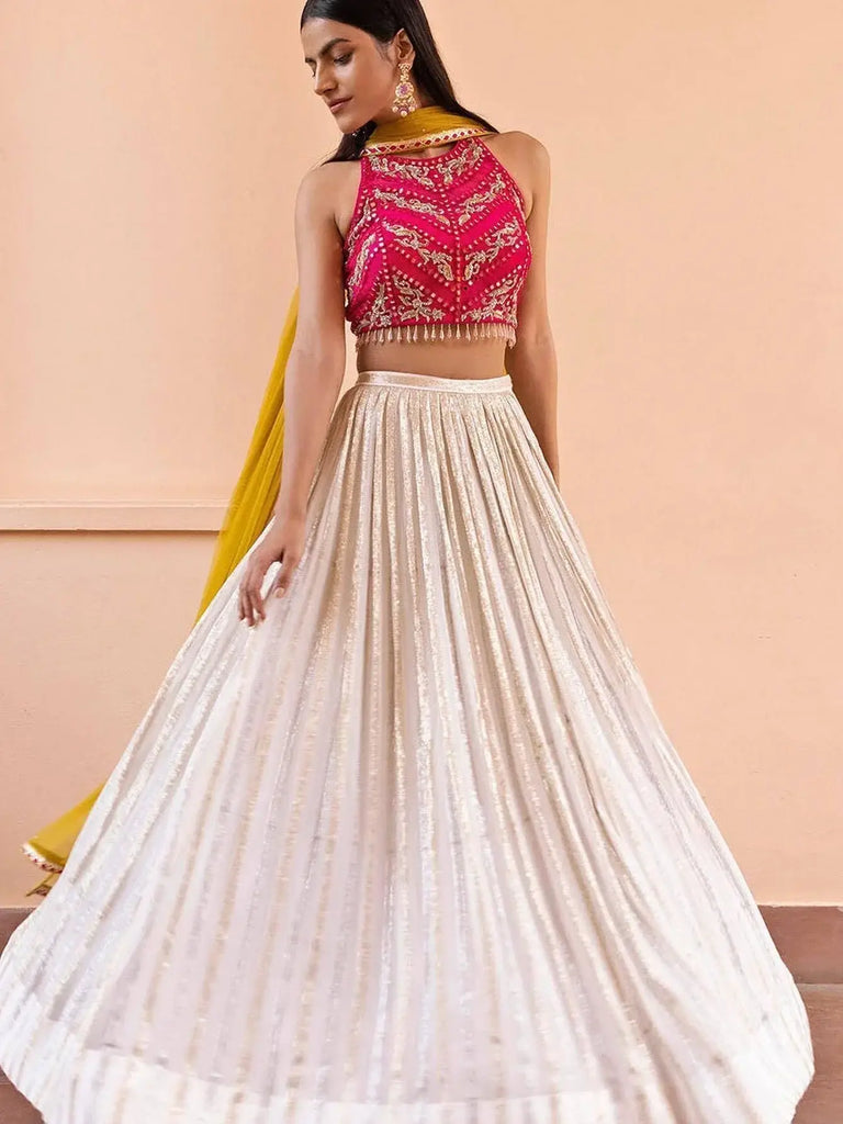 Appealing Pink Embroidery Georgette Wedding Wear Lehenga Choli