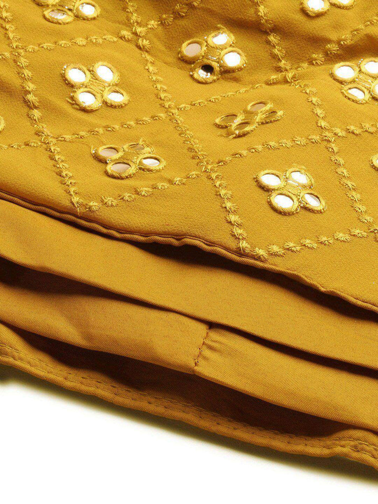 Mustard Sequin Semi-Stitched Myntra Lehenga & Unstitched Blouse with Dupatta