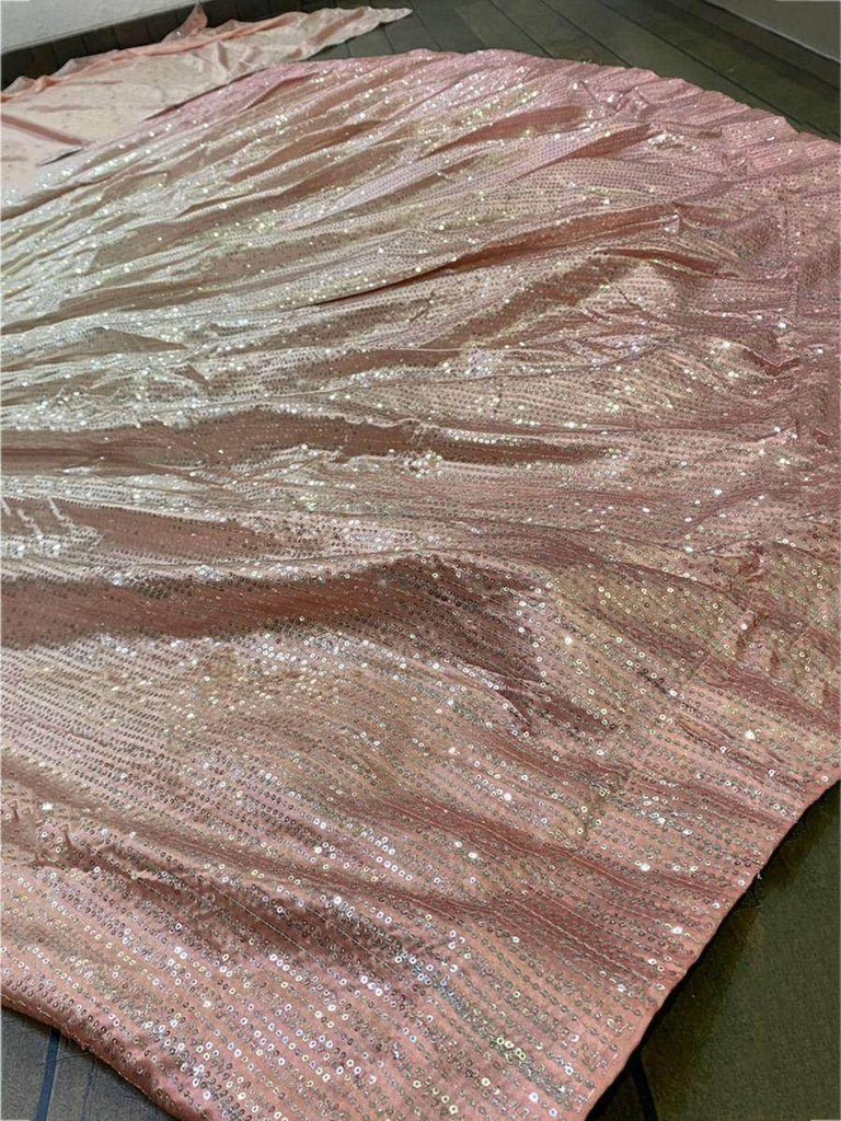Fabulous Light Pink Satin Silk Sequins Work Party Wear Lehenga Choli