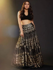 Gorgeous Black Sequined Georgette Cocktail Night Wear Lehenga Choli