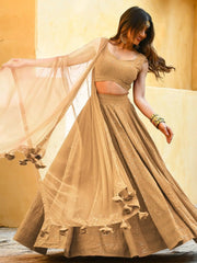 Fabulous Beige Sequins Georgette Festival Wear Lehenga Choli - Ethnic Plus In