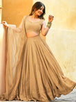 Fabulous Beige Sequins Georgette Festival Wear Lehenga Choli - Ethnic Plus In