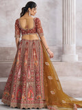 Fabulous Brown Aari Work Banarasi Silk Wedding Wear Lehenga Choli - Ethnic Plus In