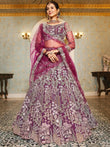 Fabulous Burgundy Sequins Net Designer Lehenga Choli With Dupatta - Ethnic Plus In